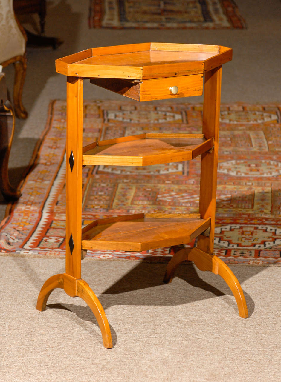 Directoire French Fruit-wood 3-tier Octagonal Work Table In Excellent Condition In Atlanta, GA