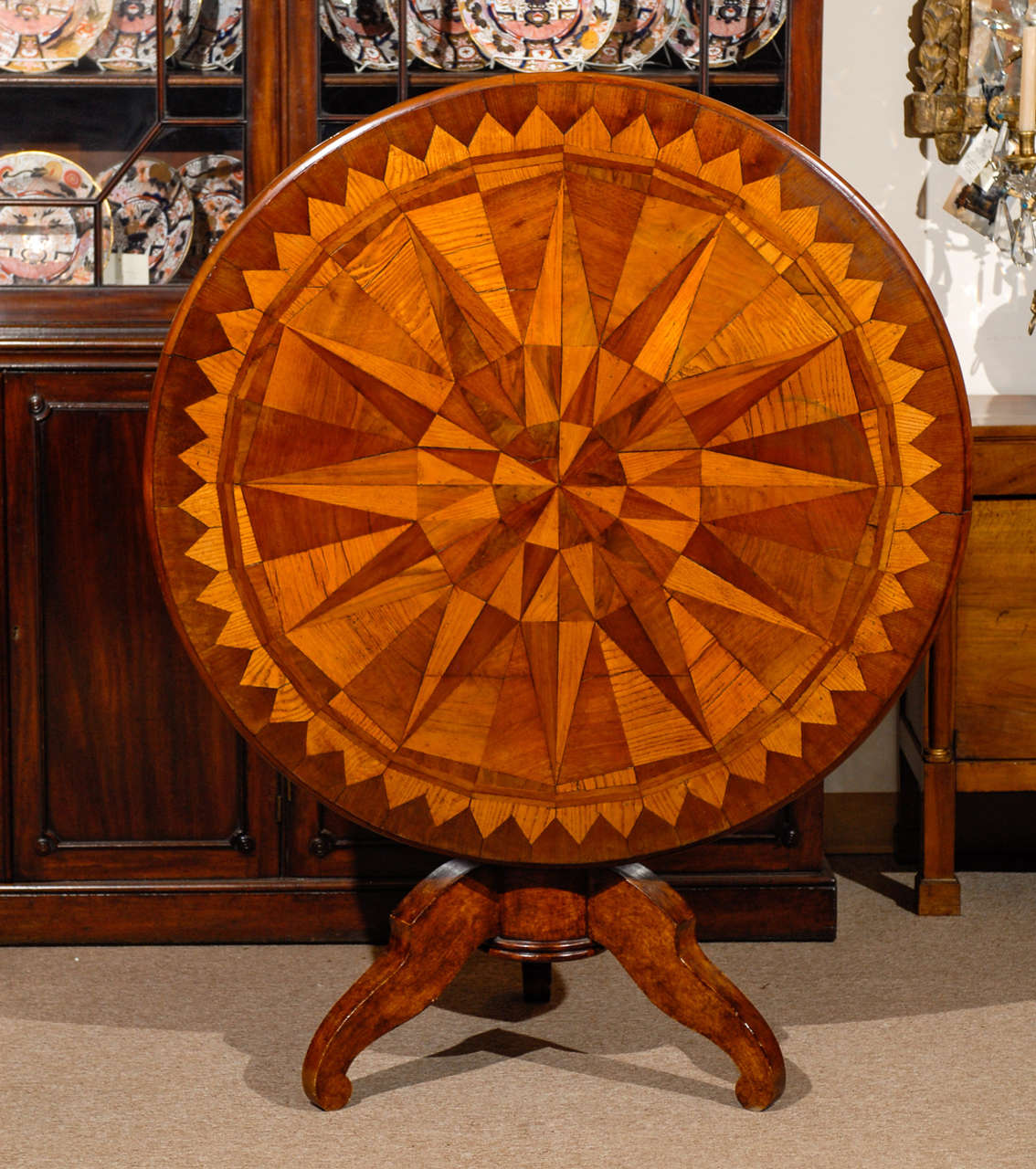 19th Century Italian Center Table with Parquetry Top In Good Condition In Atlanta, GA
