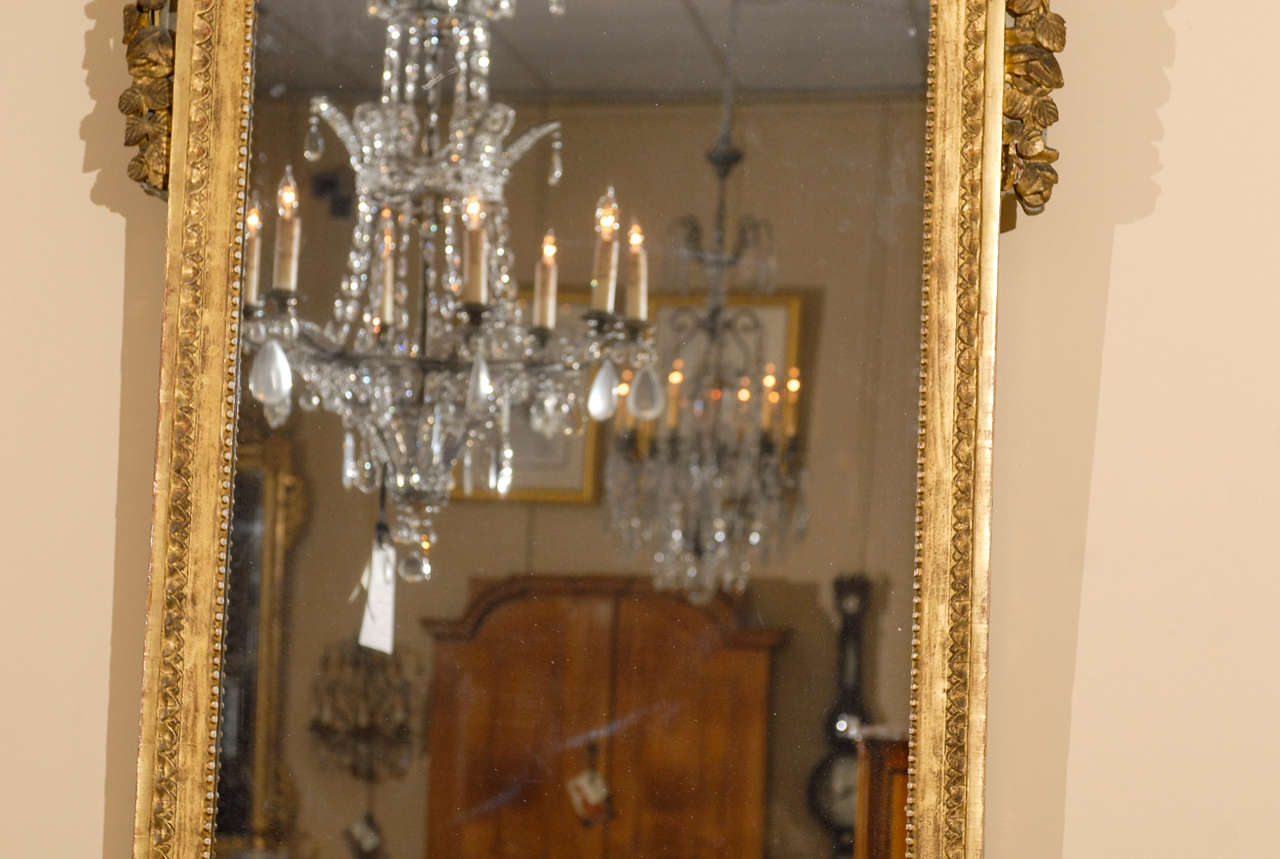 Large Louis XVI Gilt-Wood & Painted Mirror with Basket of Fruit, France In Excellent Condition In Atlanta, GA