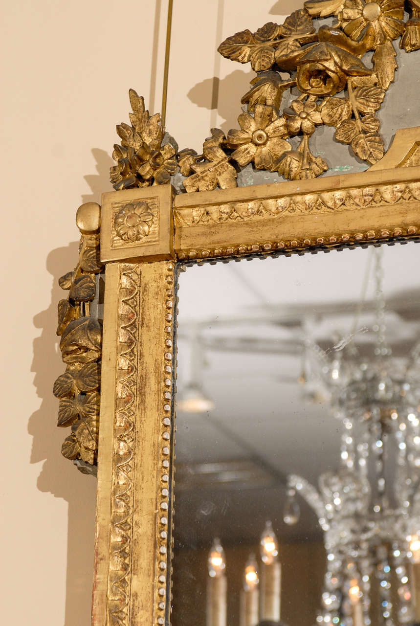 Large Louis XVI Gilt-Wood & Painted Mirror with Basket of Fruit, France 2