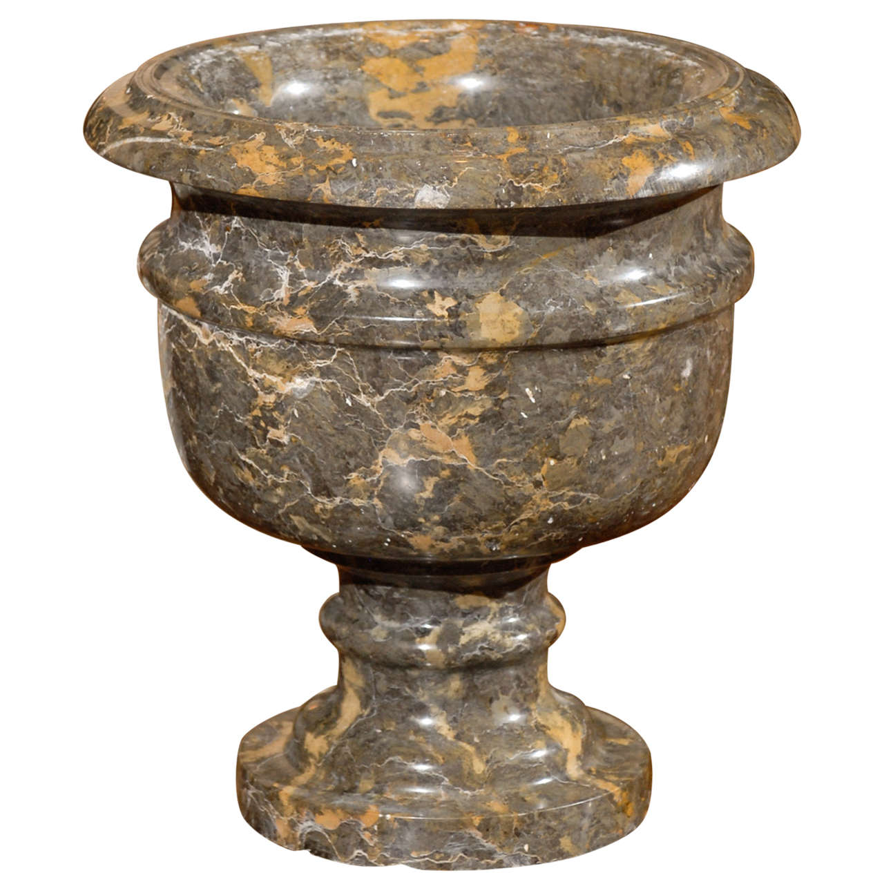 19th Century Large Mottled Grey & Tan Marble Urn