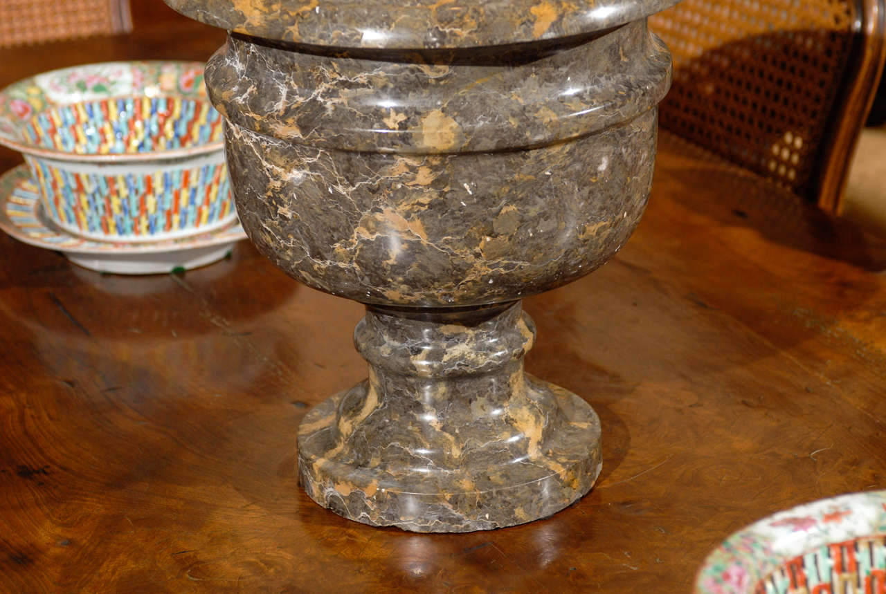 19th Century Large Mottled Grey & Tan Marble Urn 1
