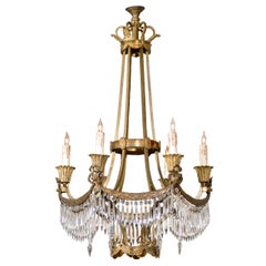 Neoclassical French Gilt Bronze & Crystal Chandelier
