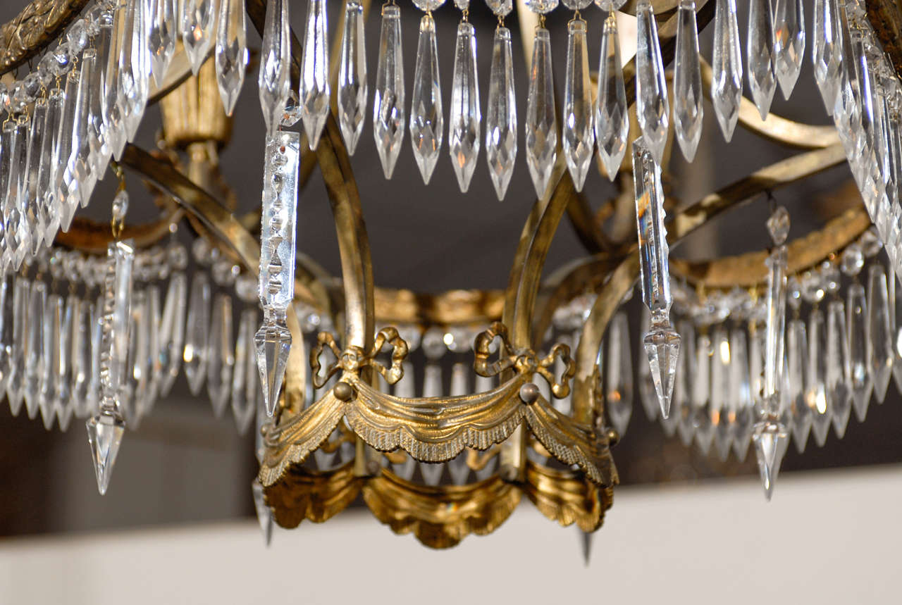 Neoclassical French Gilt Bronze & Crystal Chandelier 2