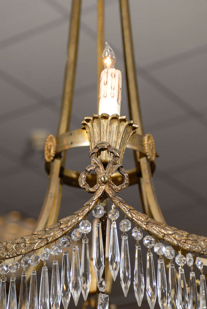 Neoclassical French Gilt Bronze & Crystal Chandelier 4