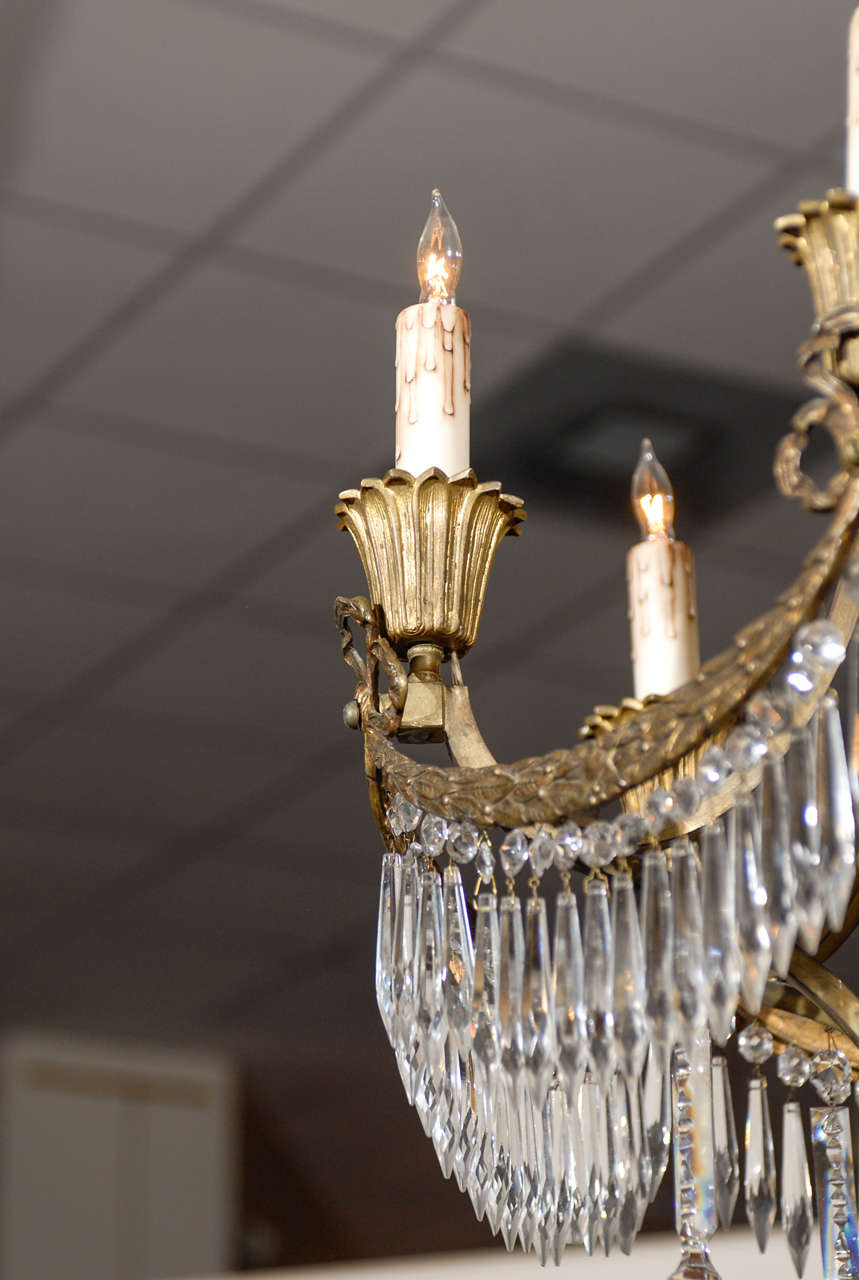 Neoclassical French Gilt Bronze & Crystal Chandelier 5