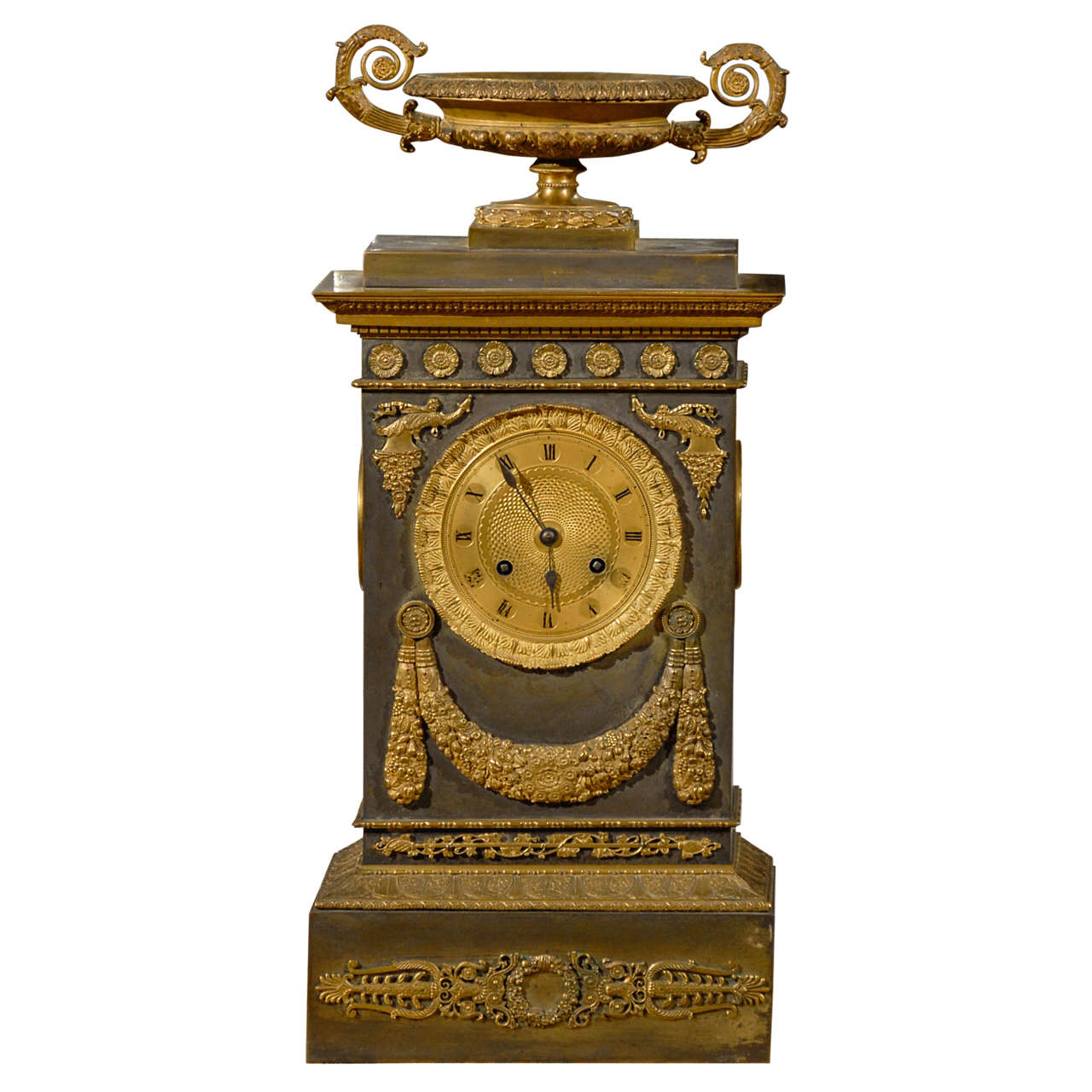 19th Century French Neoclassical Mantel Clock with Ormalu For Sale