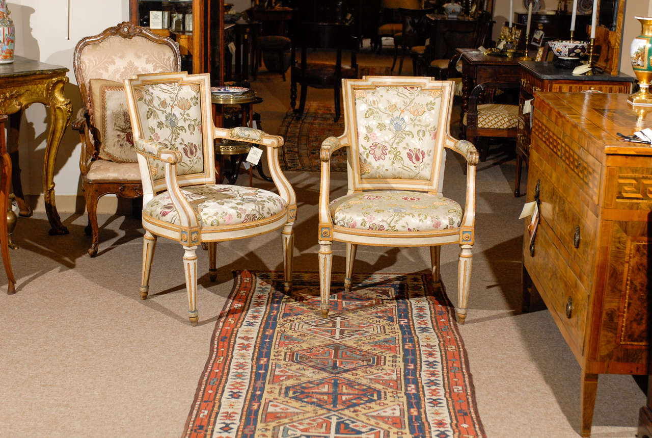 Fine Pair of 18th Century French Louis XVI Painted Fauteuils For Sale ...