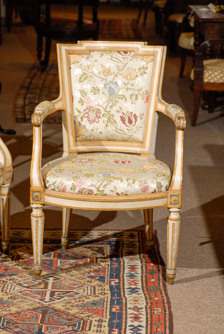 Fine Pair of 18th Century French Louis XVI Painted Fauteuils For Sale ...