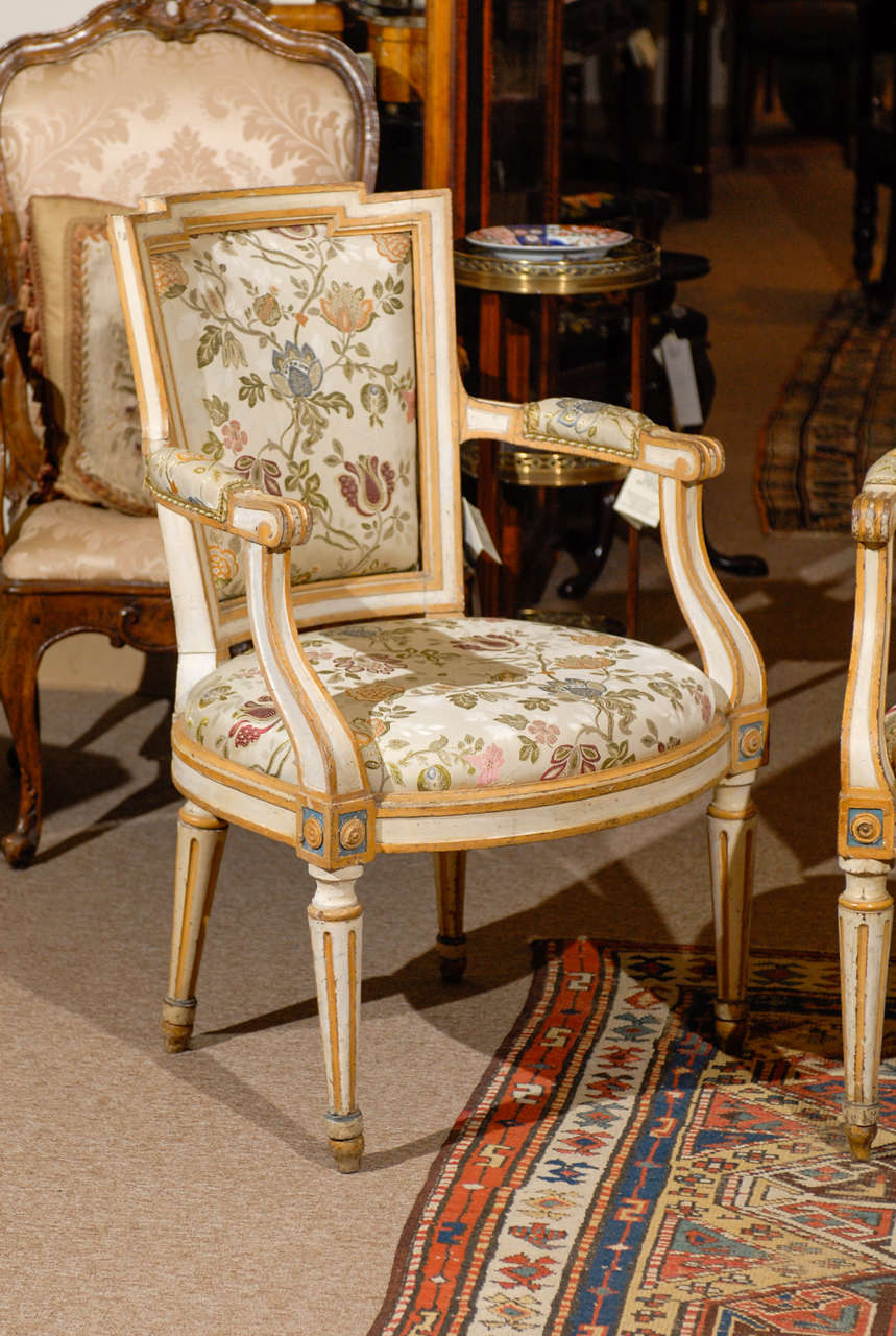 Fine Pair of 18th Century French Louis XVI Painted Fauteuils For Sale ...