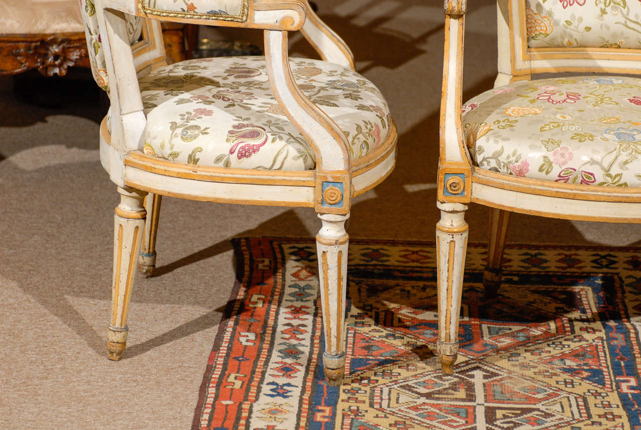 Fine Pair of 18th Century French Louis XVI Painted Fauteuils For Sale ...