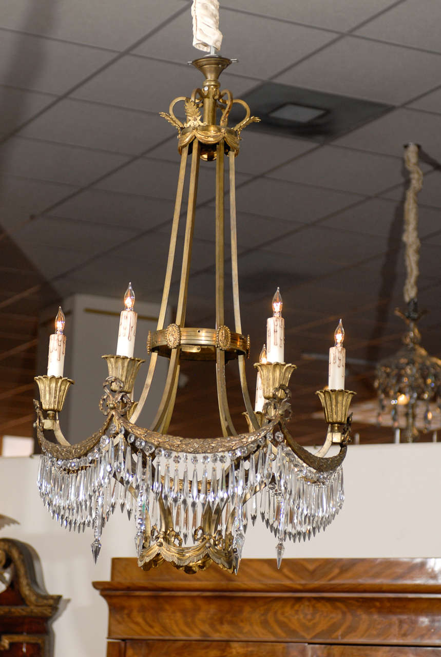 Neoclassical French Gilt Bronze and Crystal Chandelier at 1stDibs