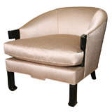 Asian inspired armchair upholstered in silk