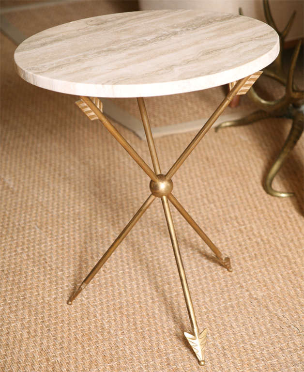 Brass Arrow Based Table with Marble Top