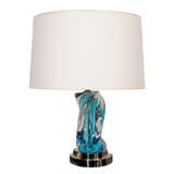 A Small Murano Tapering Blue Glass Table Lamp.