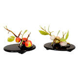 Two Signed Carved & Painted Japanese Ivory Fruit Sculptures.