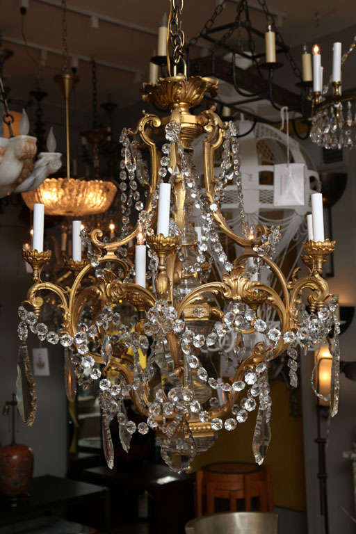 A Gilt Bronze French Louis XV Style Cage Form Chandelier