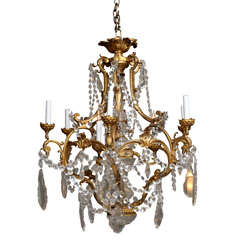 A Gilt Bronze French Louis XV Style Cage Form Chandelier