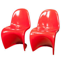Verner  Panton  Red  Fiberglass & Plastic  Chairs
