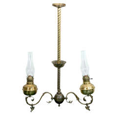 Antique Converted  Double  Oil  Lamp  Chandelier
