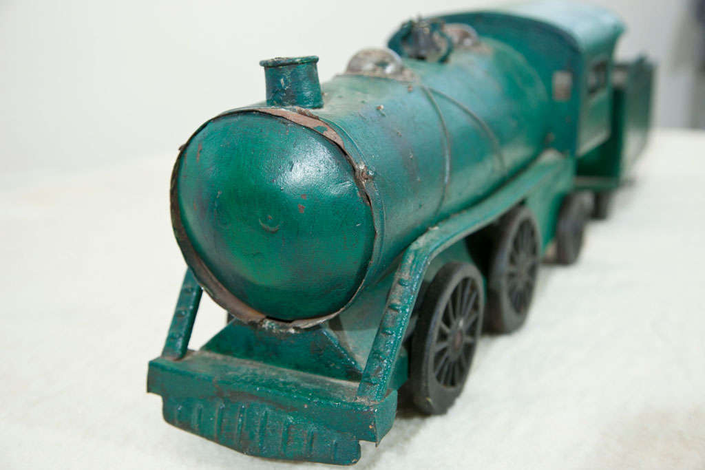 Folk Art Tin Plate  Hand Made  Locomotive And  Tender 4