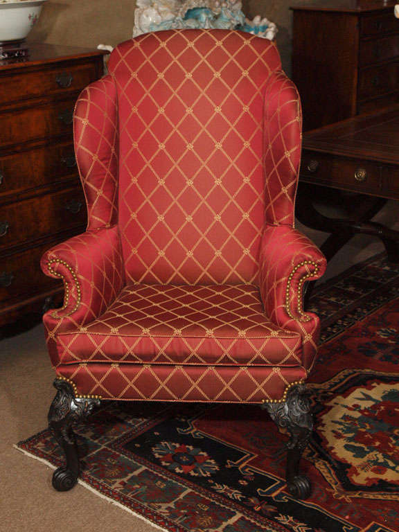 Antique Irish Chippendale Wing Chair 3