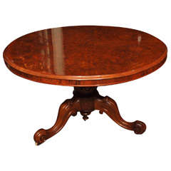 Antique English Burled Walnut Center Table