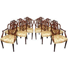 Set of 12 Antique Hepplewhite Style Mahogany Dining Chairs