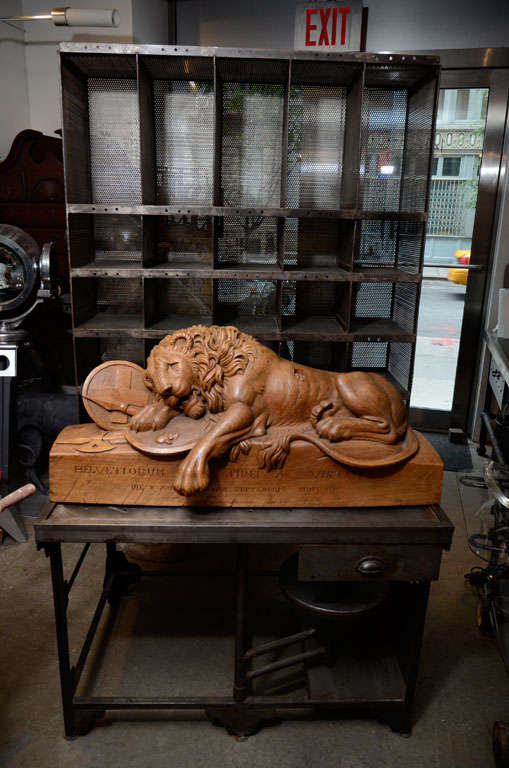 Monumental Lion of Lucerne Wood Carved Sculpture 3