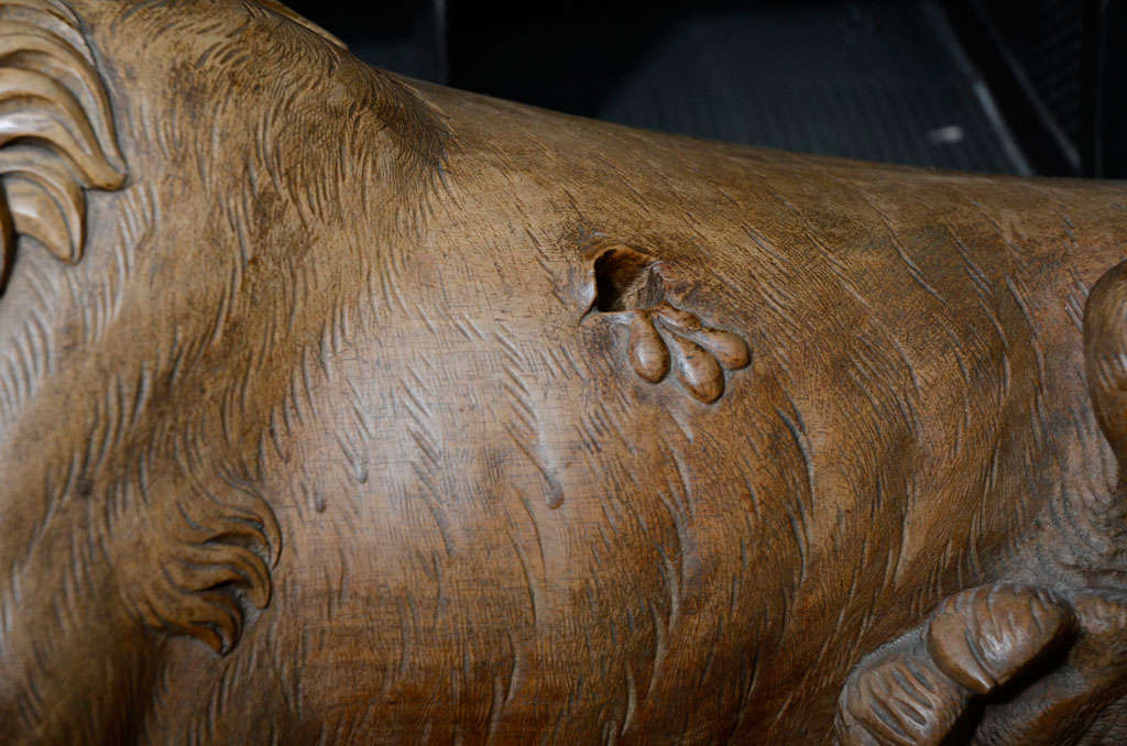 19th Century Monumental Lion of Lucerne Wood Carved Sculpture