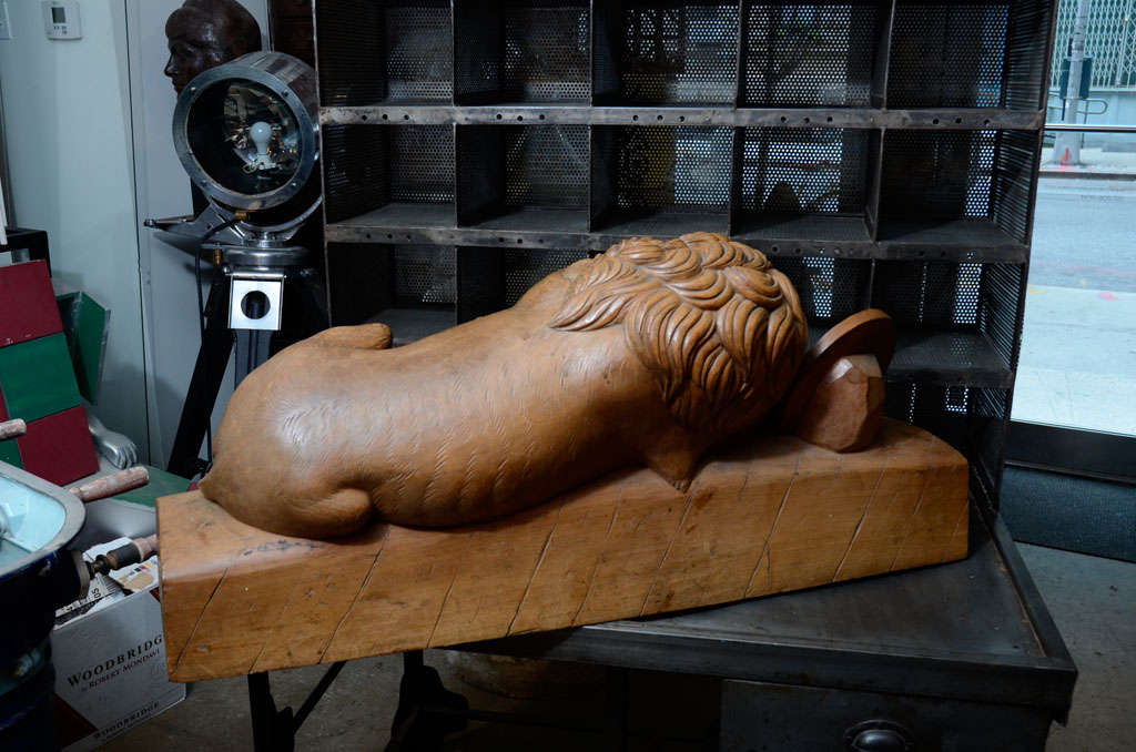 Monumental Lion of Lucerne Wood Carved Sculpture 1