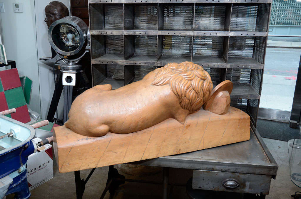 Monumental Lion of Lucerne Wood Carved Sculpture 2