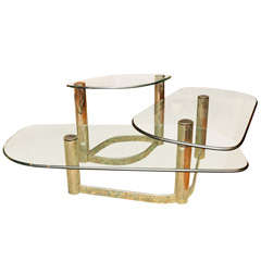 Two Part Chrome and Glass Coffee Table