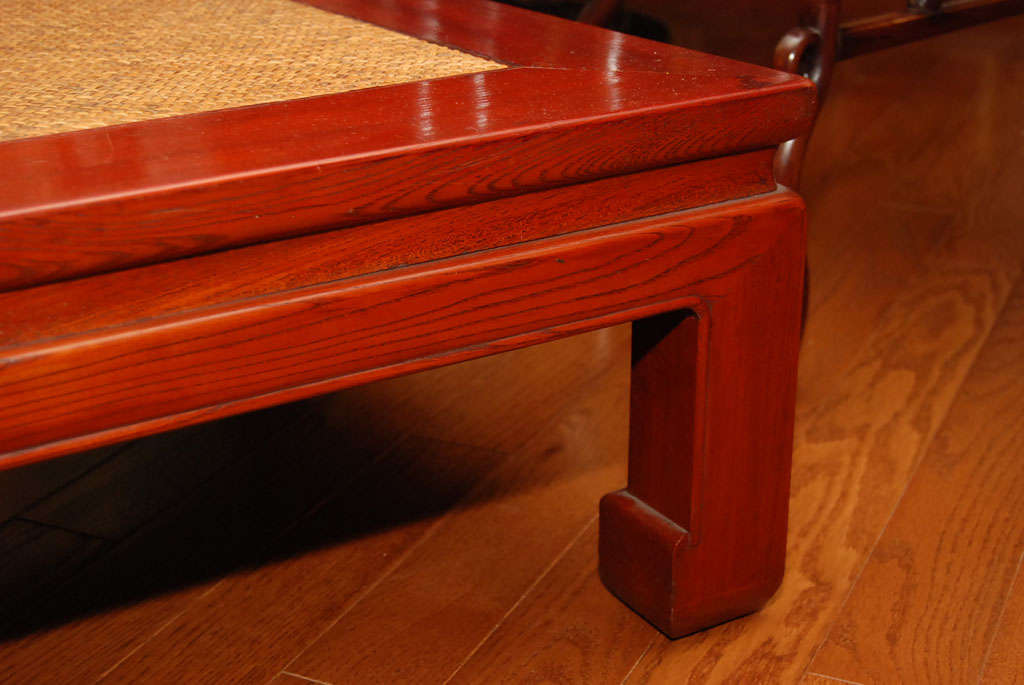 Japanese Keyaki Wood Table with Woven Bamboo Top For Sale at 1stDibs