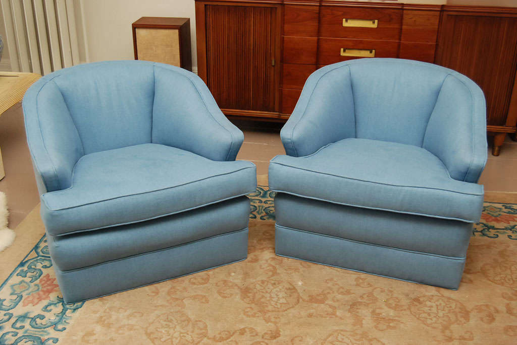 Blue Linen Chairs For Sale at 1stdibs