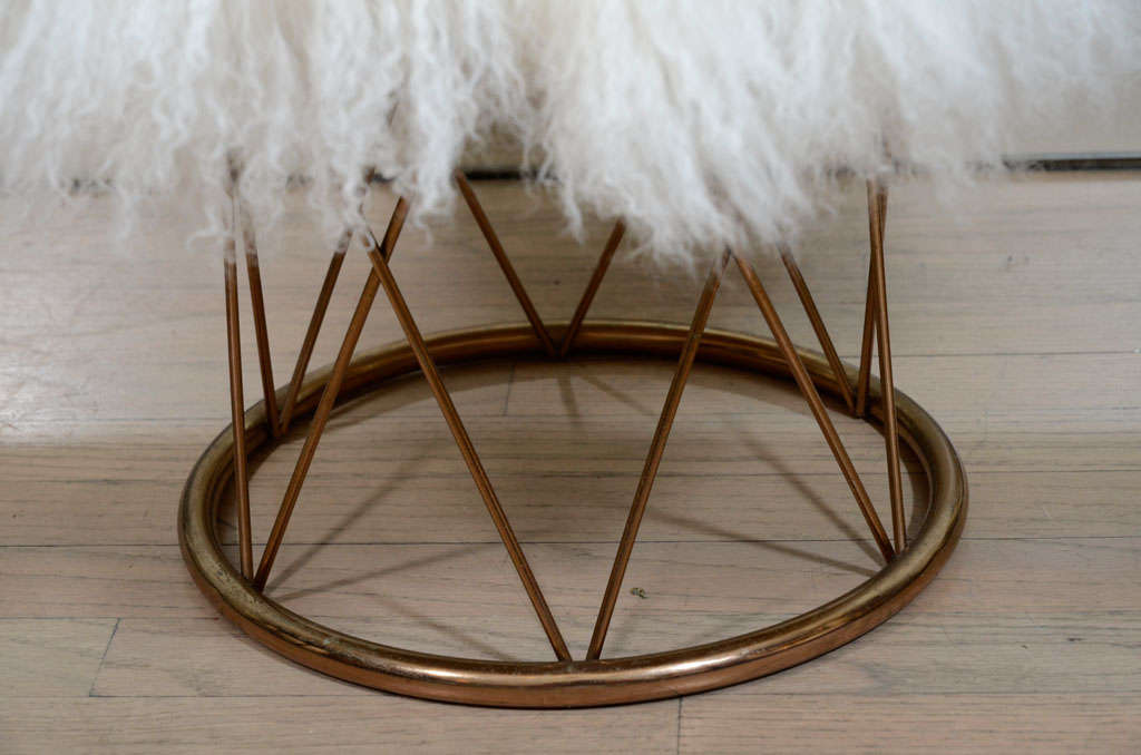 French Fur covered brass stool
