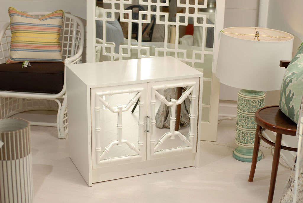 20th Century Pair of Mirrored Faux Bamboo End Tables