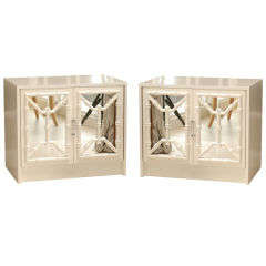 Pair of Mirrored Faux Bamboo End Tables