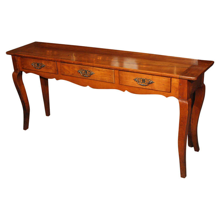 Antique French fruitwood 3-drawer cabriole leg server