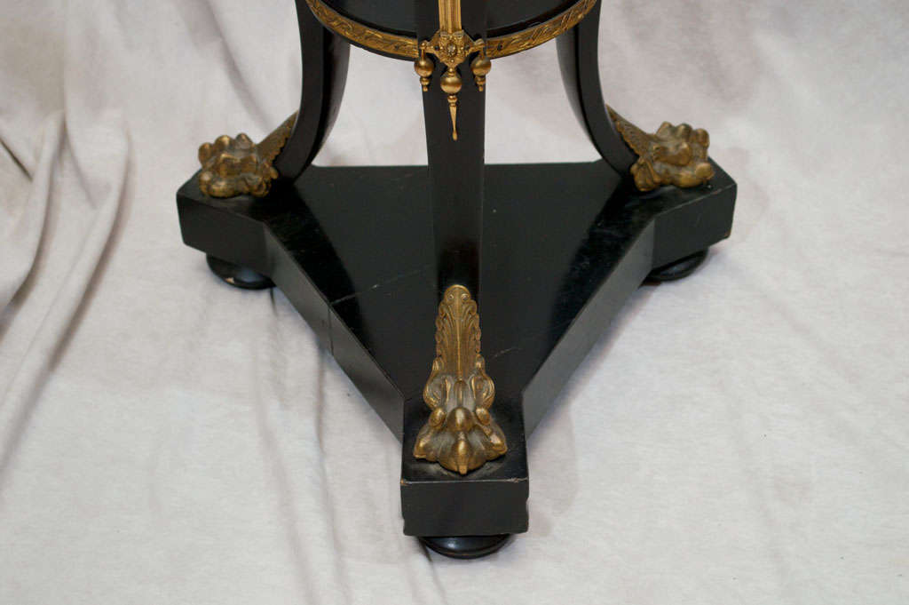 French Ebonized Wood Pedestal with Gilt Bronze Mounts