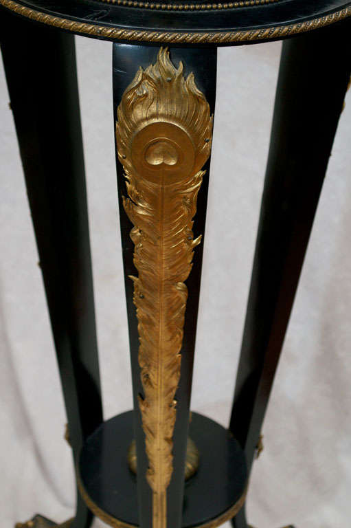 Ebonized Wood Pedestal with Gilt Bronze Mounts In Excellent Condition In Petaluma, CA