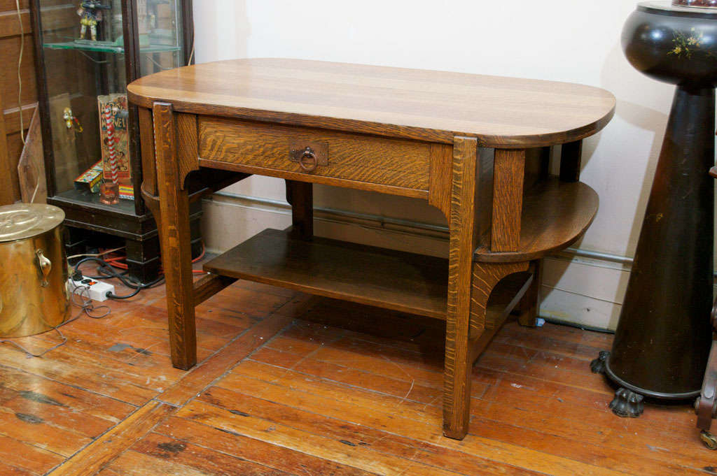 Arts and Crafts Oak Library Table/Desk 4