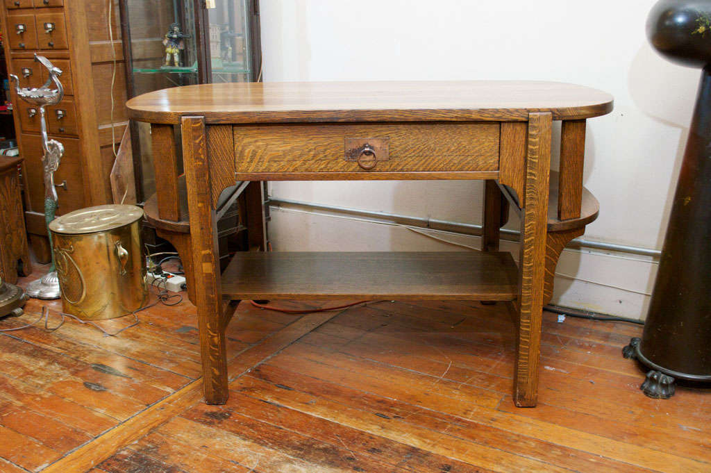 American Arts and Crafts Oak Library Table/Desk