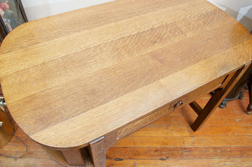 Arts and Crafts Oak Library Table/Desk 1