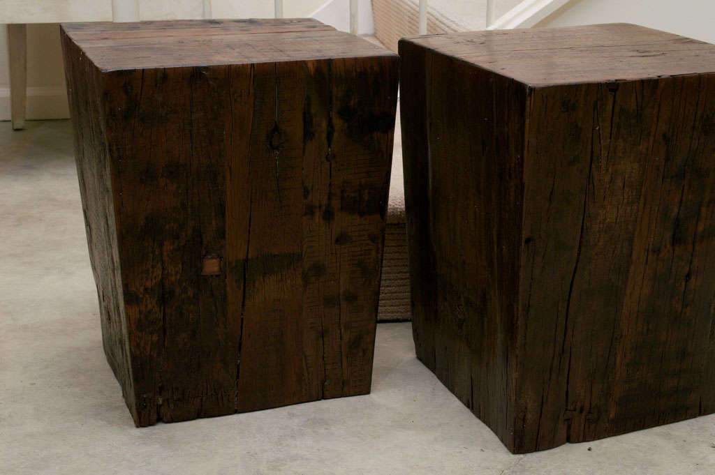 Wood Pair of stools For Sale