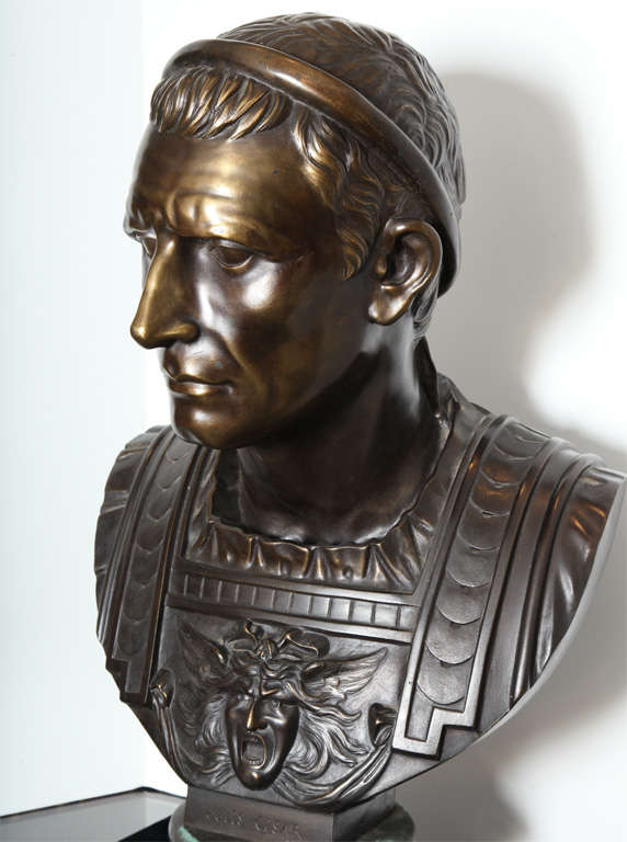 Patinated Bronze Bust of Julius Caesar In Good Condition In New York, NY