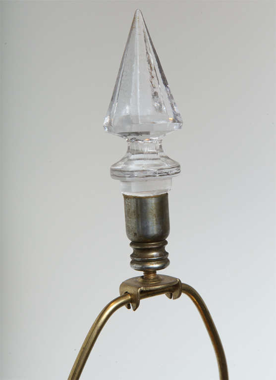 20th Century Pair of Reverse Decoupage Glass Lamps