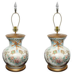 Pair of Reverse Decoupage Glass Lamps 6