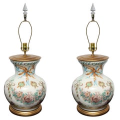 Pair of Reverse Decoupage Glass Lamps
