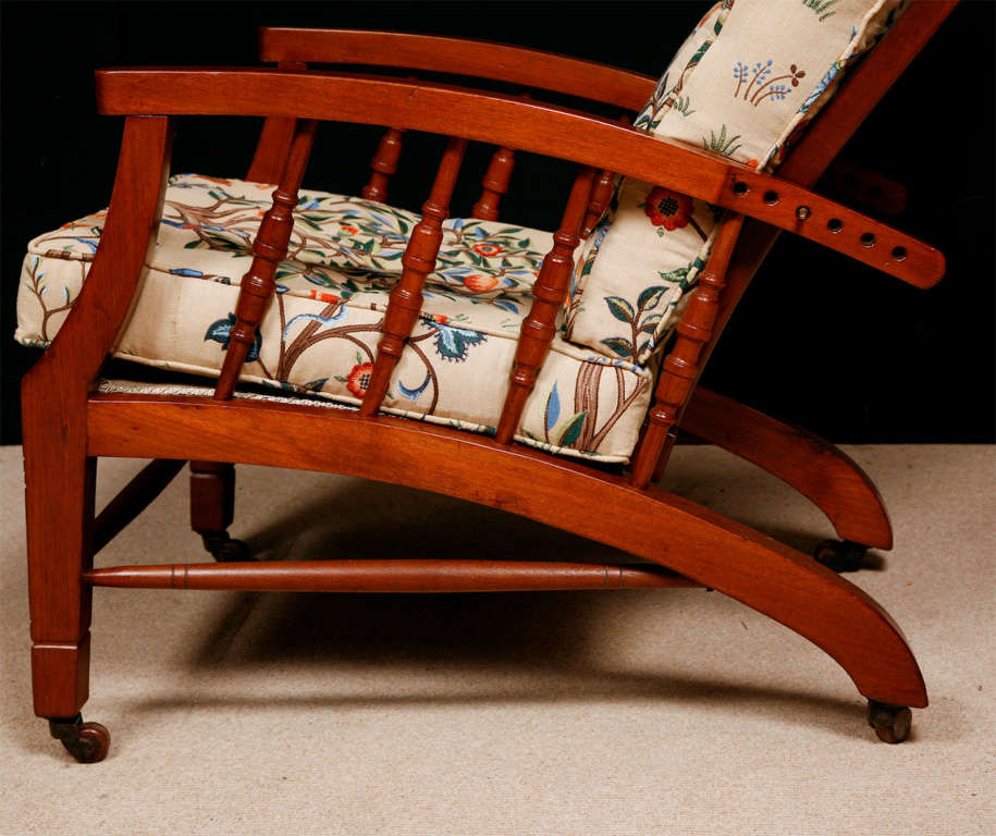Mahogany Arts and Crafts mahogany armchair with adjustable back, England circa 1870 For Sale